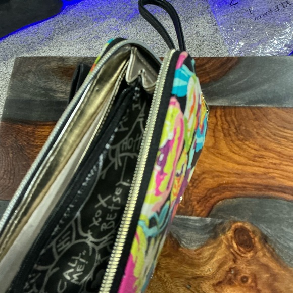 Betsey Johnson Colorful Floral Wristlet with Black Bow - Picture 4 of 5